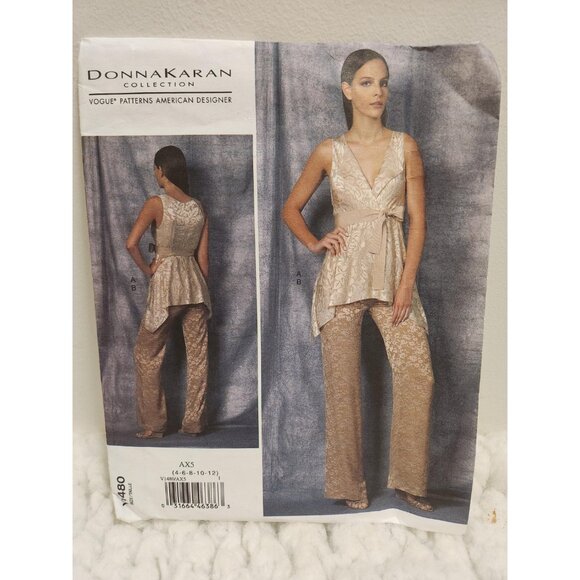 Vogue V1480 Donna Karan Collection Top & Pants | Sizes 4–12 | UNCUT - Picture 10 of 11